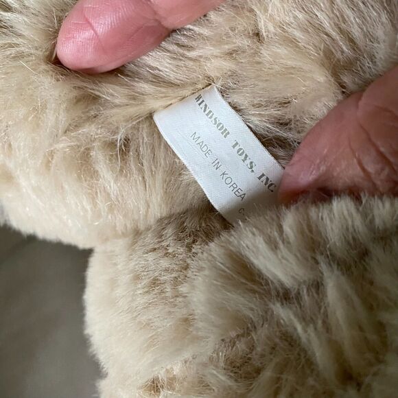 14" Vintage Tan CHRISTMAS TEDDY BEAR Stuffed Animal Plush Brown Windsor Toys Hat - Picture 9 of 11